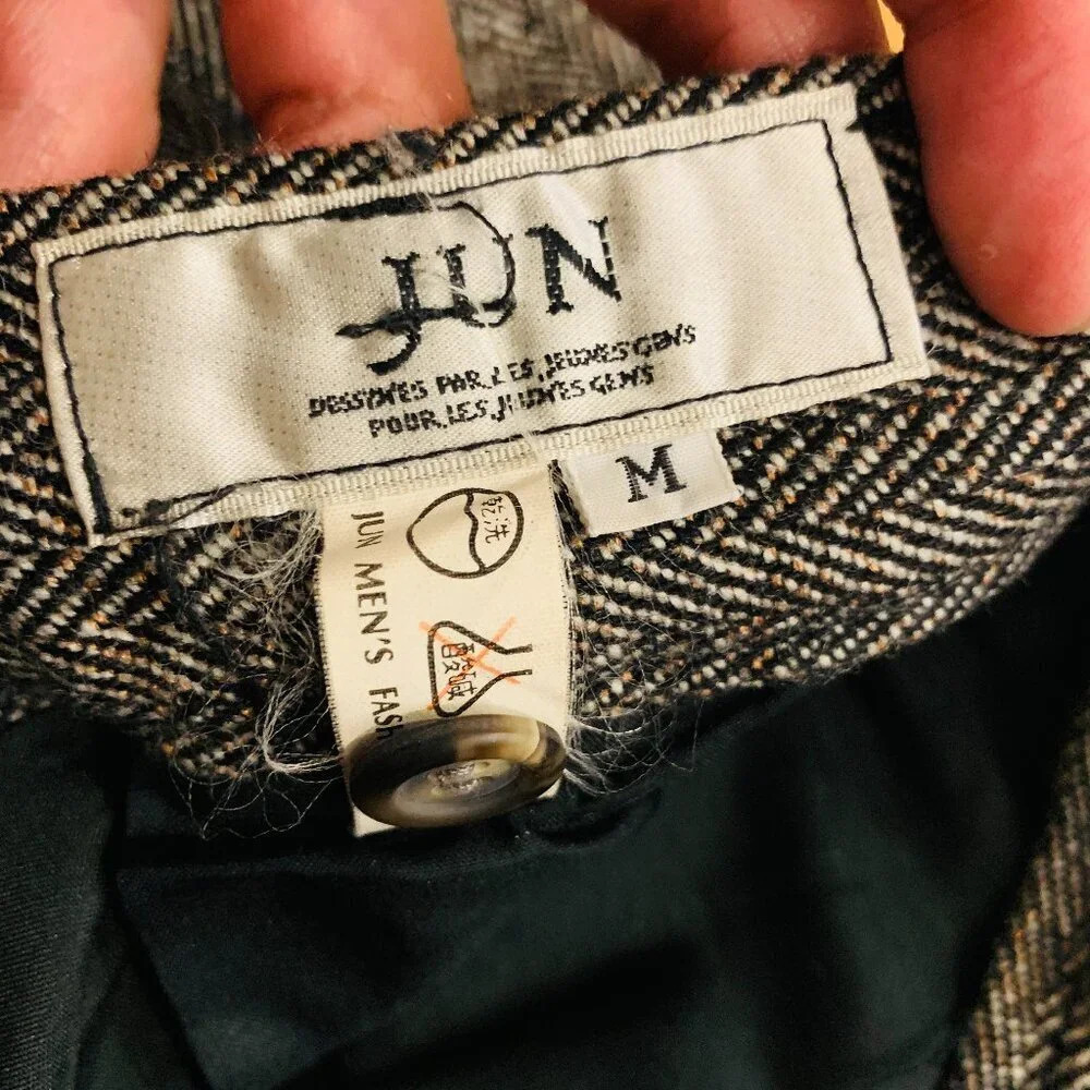 Designer JUN Men's Herringbone Wool Suit Size Medium - Picture 15 of 16